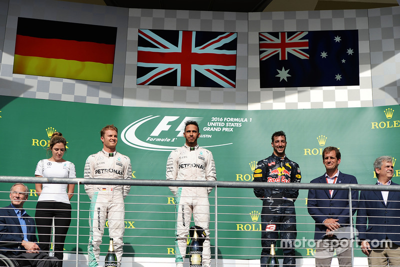 Pódios: 17 - Lewis Hamilton; 16 - Nico Rosberg; 8 - Daniel Ricciardo; 7 - Max Verstappen, Sebastian Vettel; 4 - Kimi Raikkonen; 2 - Sergio Perez; 1 - Daniil Kvyat, Valtteri Bottas
