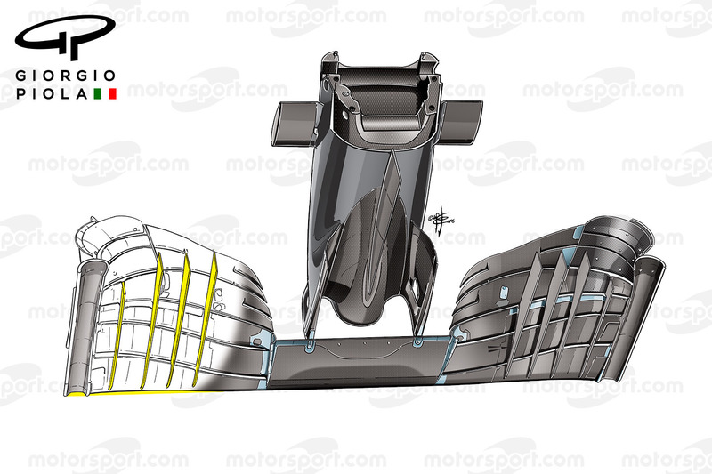 McLaren MP4/31, onderaanzicht vinnen onder de voorvleugel, GP van Mexico