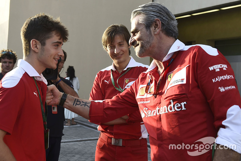 Charles Leclerc, Maurizio Arrivabene, director del equipo Ferrari
