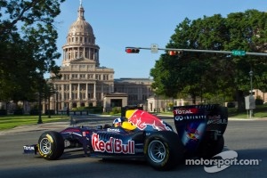 David Coulthard drives the Red Bull F1 car in Austin