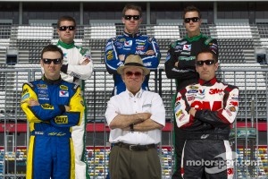 Jack Roush poses with his drivers, Matt Kenseth, Ricky Stenhouse Jr., Carl Edwards, Trevor Bayne and Greg Biffle