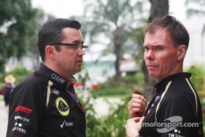 Eric Boullier, Lotus F1 Team Principal with Alan Permane, Renault Race Engineer