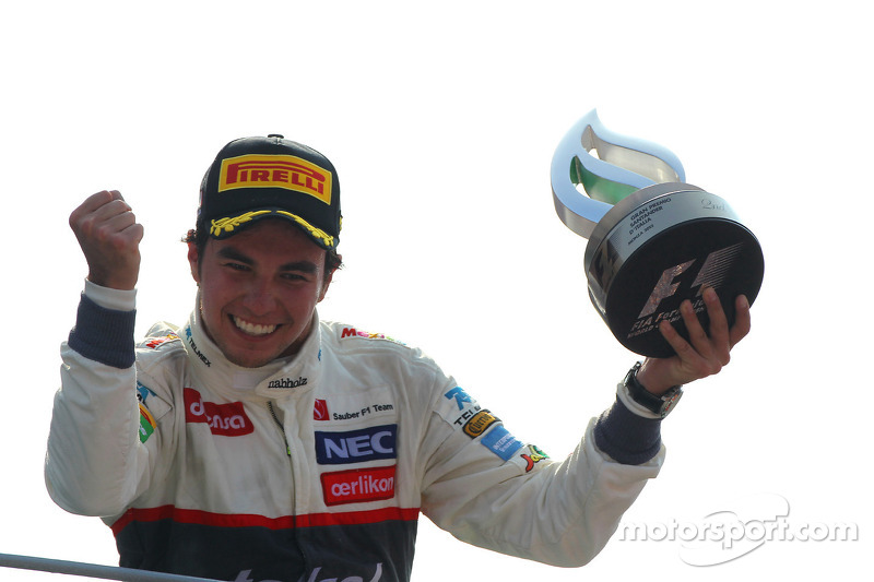 Podium: second place Sergio Perez, Sauber