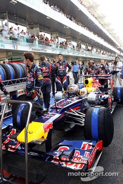 Sebastian Vettel, Red Bull Racing waits to start his race from the pit lane