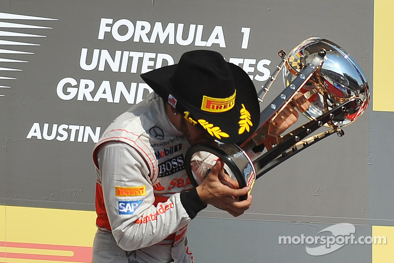 Podium: race winner Lewis Hamilton, McLaren Mercedes