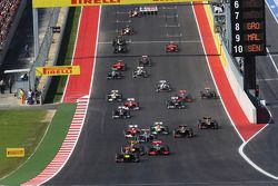 Sebastian Vettel, Red Bull Racing RB8 leads at the start of the race