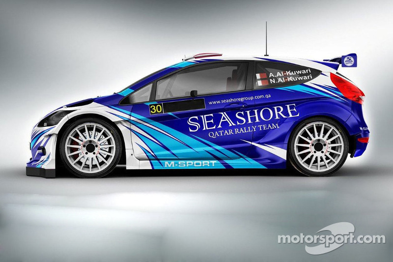 De Seashore Qatar Rally Team Ford Fiesta RRC wordt bestuurd door Abdulaziz Al-Kuwari in WRC-2