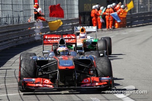 Jenson Button, McLaren MP4-28 celebrates at the end of the race