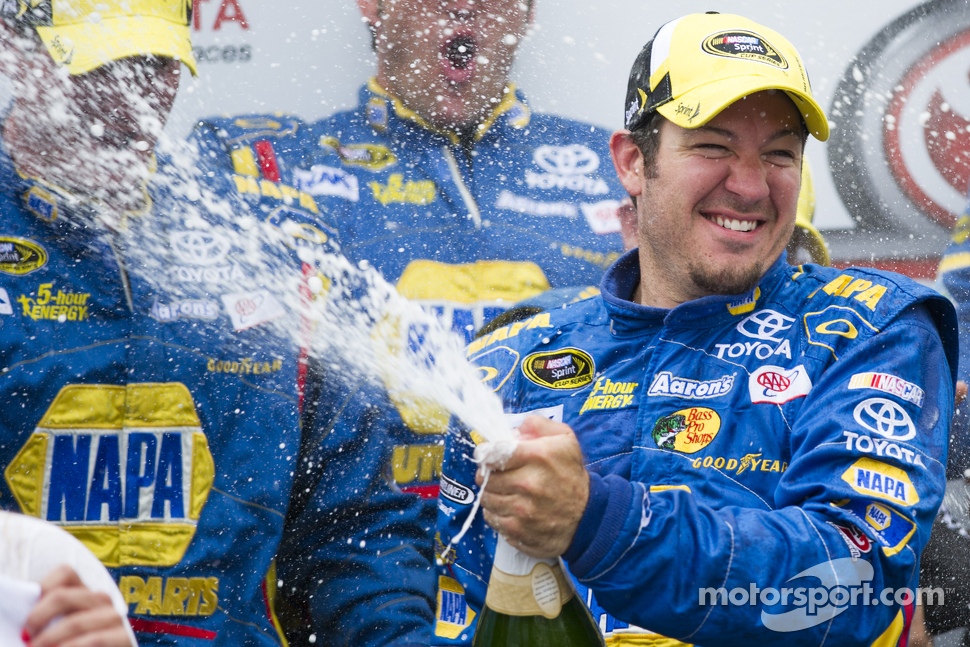 Race winner Martin Truex Jr., Michael Waltrip Racing Toyota celebrates