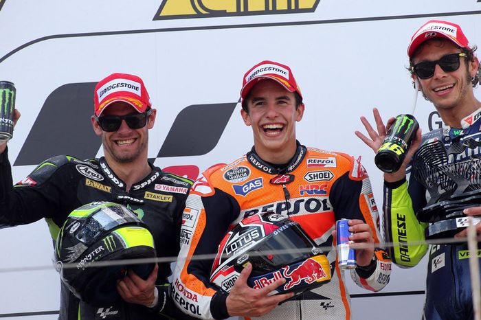 Podio: 1º Marc Márquez, 2º Cal Crutchlow, 3º Valentino Rossi