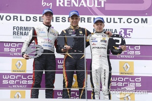 Podium: Second place Nigel Melker, winner Marco Sorensen and third place Kevin Magnussen