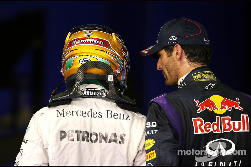 Mark Webber, Red Bull Racing e Lewis Hamilton, Mercedes Grand Prix