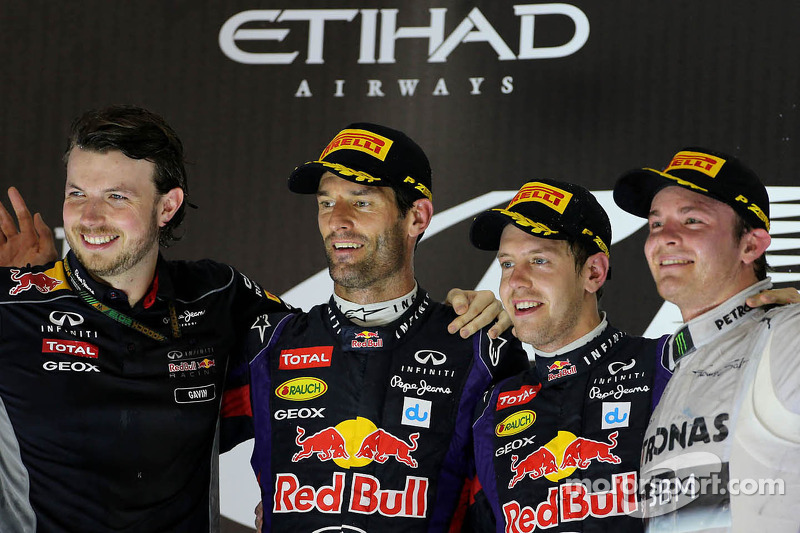 Mark Webber, Red Bull Racing, Sebastian Vettel, Red Bull Racing y Nico Rosberg, Mercedes GP