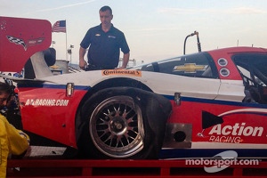 Damage on the #5 Action Express Racing Corvette DP after a crash