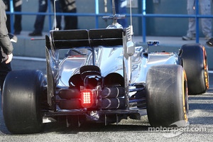 Jenson Button, McLaren MP4-29 rear suspension blockers detail