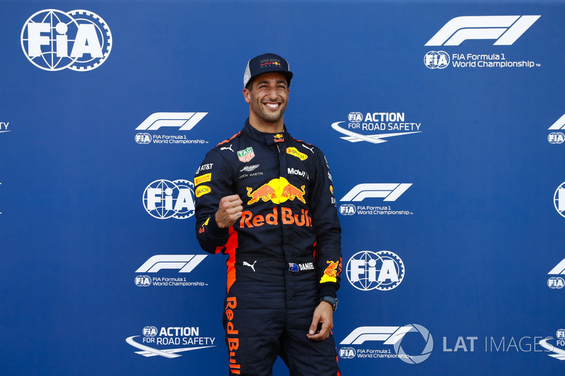 Daniel Ricciardo, Red Bull Racing, celebrates pole position