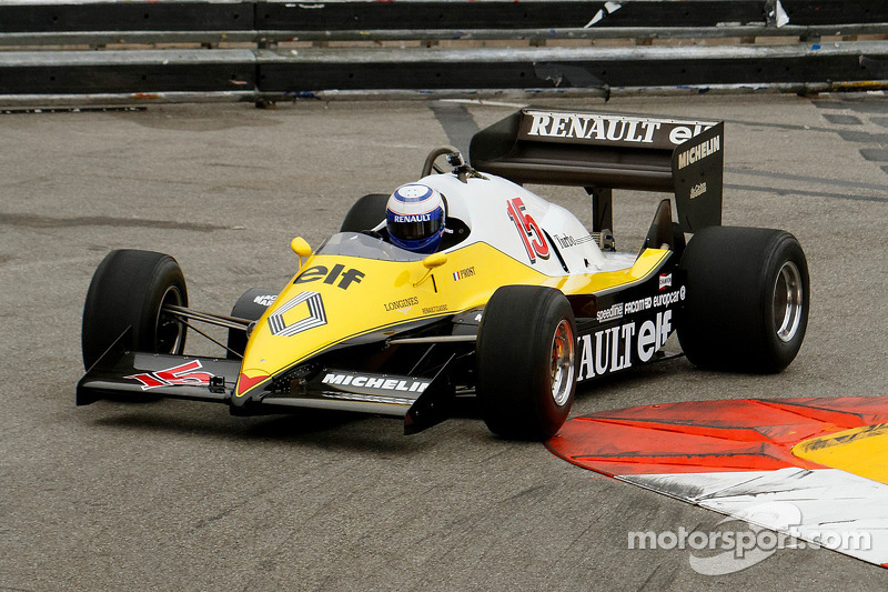 Alain Prost with his 1983 Renault F1