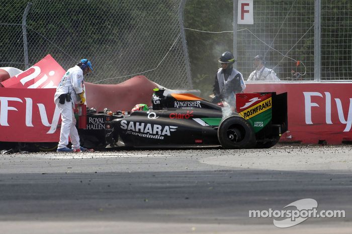 Choque entre Felipe Massa, Williams F1 Team y Sergio Pérez, Sahara Force India