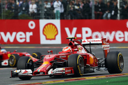 Kimi Raikkonen, Ferrari F14-T leads team mate Fernando Alonso, Ferrari F14-T