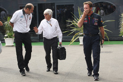 Bruno Michel, GP2 CEO with Bernie Ecclestone, and Christian Horner, Red Bull Racing Team Principal