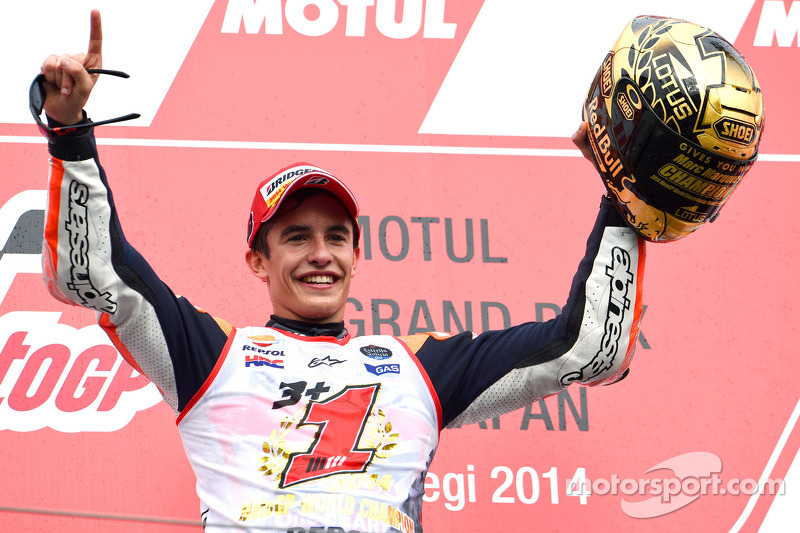 Pódio: segundo lugar e campeão 2014 Marc Marquez, Repsol Honda Team