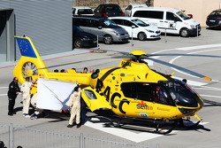 Fernando Alonso, McLaren is airlifted from the circuit in a helicopter