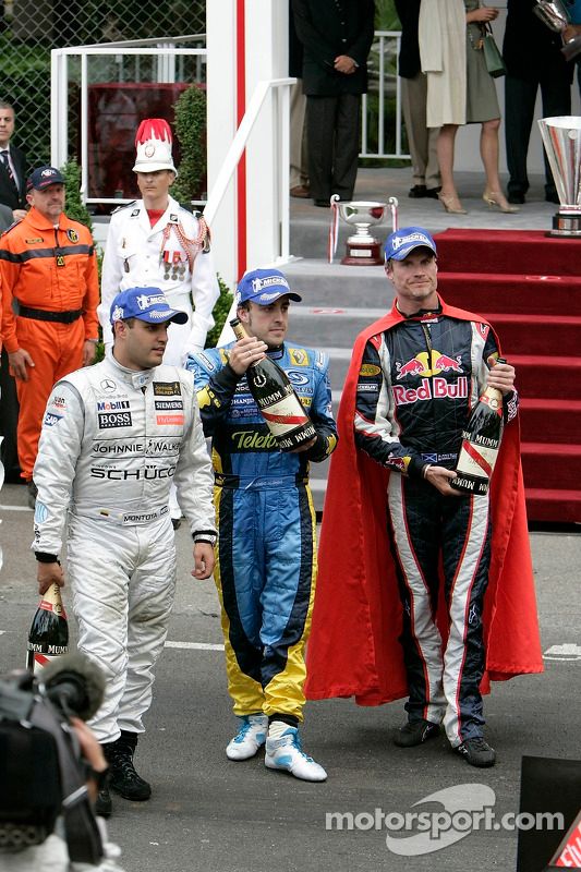 Juan Pablo Montoya, Fernando Alonso y David Coulthard
