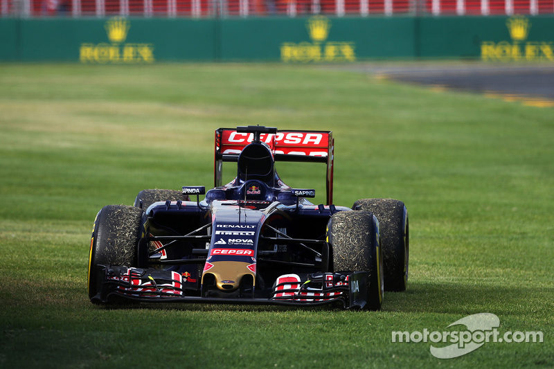 The Scuderia Toro Rosso STR10 of race retiree Max Verstappen, Scuderia Toro Rosso