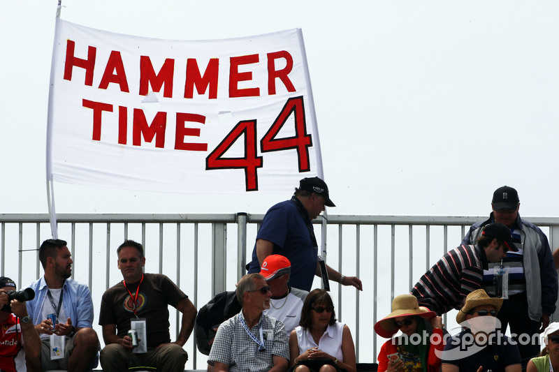 Hammer Time banner from fans of Lewis Hamilton, Mercedes AMG F1