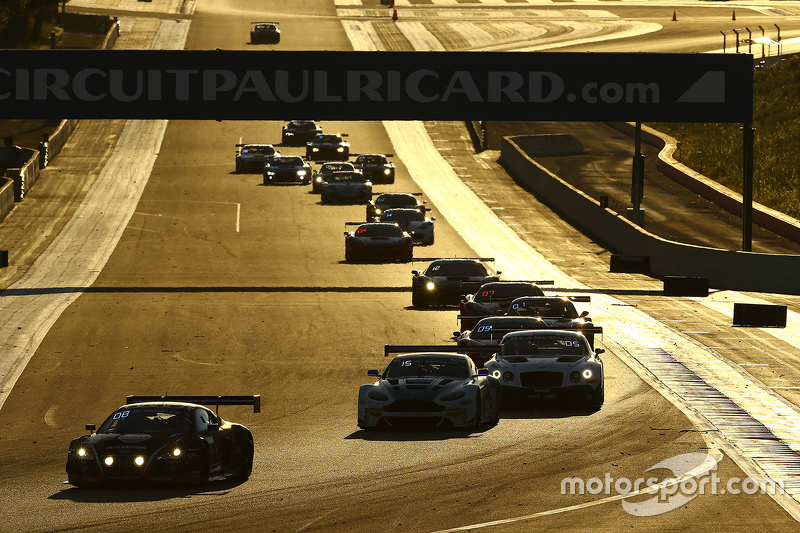 The sun sets on the race action