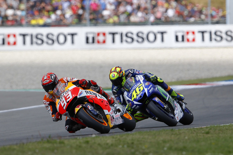 Marc Marquez, Repsol Honda Team y Valentino Rossi, Yamaha Factory Racing