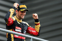 Ромен Грожан, Lotus F1 Team празднует третье место на подиуме