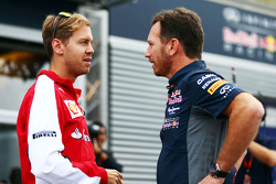 Себастьян Феттель, Ferrari и Кристиан Хорнер, руководитель Red Bull Racing Team