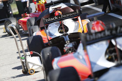 GP2 cars in the pit lane