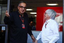 Sergio Marchionne, Ferrari President and CEO of Fiat Chrysler Automobiles with Bernie Ecclestone