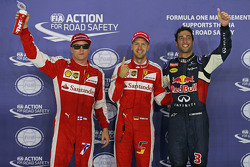 Polezitter Sebastian Vettel, Ferrari, tweede Daniel Ricciardo, Red Bull Racing, derde Kimi Raikkonen