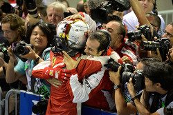 Le vainqueur Sebastian Vettel, Ferrari