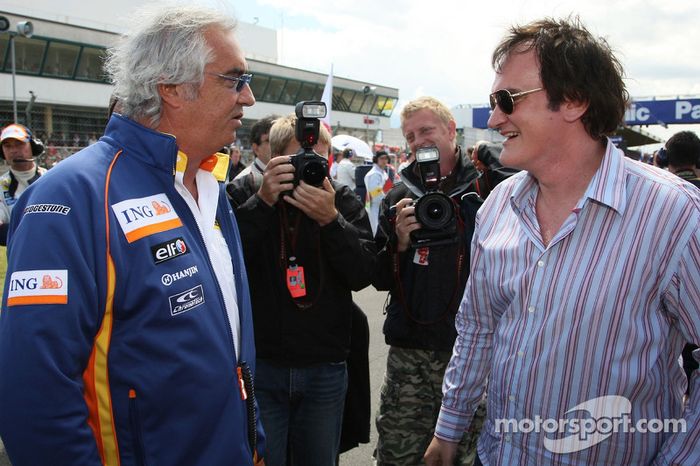 Flavio Briatore, director de Renault F1 Team, con Quentin Tarantino, director de cine