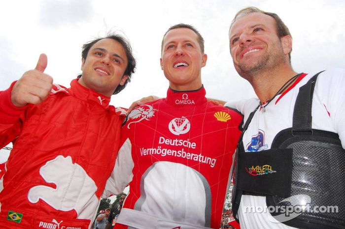 Felipe Massa, Michael Schumacher e Rubens Barrichello