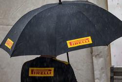 Pirelli umbrella in the heavy rain