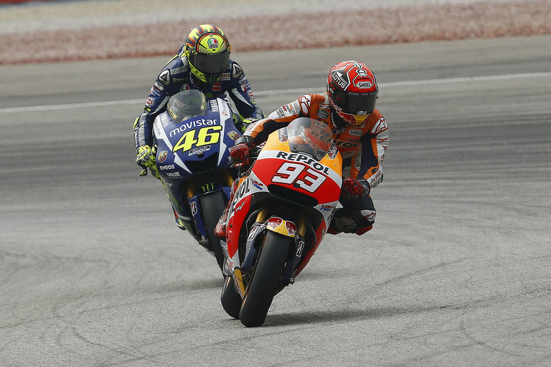 Marc Márquez, Repsol Honda Team y Valentino Rossi, Yamaha Factory Racing