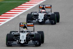 Sergio Perez, Sahara Force India F1 VJM08 leads team mate Nico Hulkenberg, Sahara Force India F1 VJM08