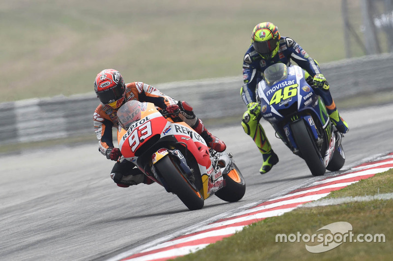 Marc Marquez, Repsol Honda Team y Valentino Rossi, Yamaha Factory Racing