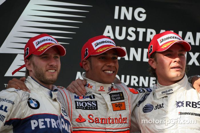 2008: 1. Lewis Hamilton, 2. Nick Heidfeld, 3. Nico Rosberg