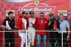Podio Gara 2 Pirelli EU, da sinistra a destra: secondo #84 Octane 126 Ferrari 458: Bjorn Grossmann primo #55 Scuderia Autoropa Ferrari 458: Babalus, Lapo Elkann e #46 Octane 126 Ferrari 458: Max Balncardi terzo
