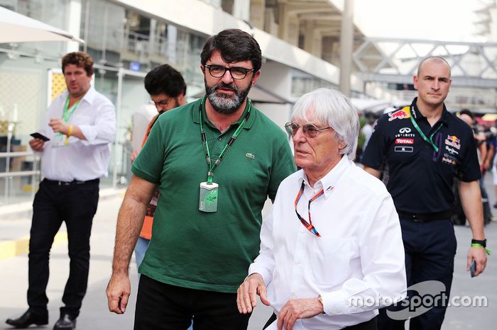 Bernie Ecclestone, con Luis Garcia Abad, Manager de pilotos