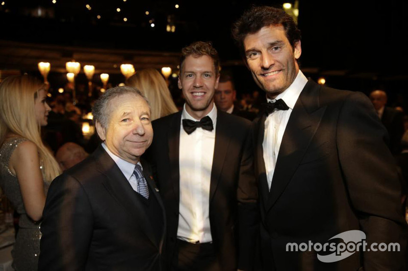 Jean Todt, Presidente de la FIA,  Sebastian Vettel, Scuderia Ferrari y Mark Webber, Porsche Team