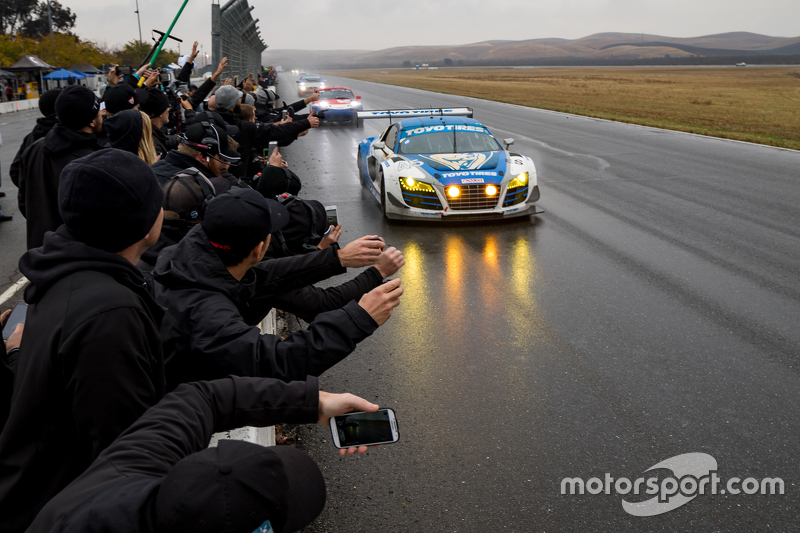 7. #45 Flying Lizard Motorsports Audi R8 LMS: Darren Law, Tomonobu Fujii, Johannes van Overbeek, Guy Cosmo takes the win