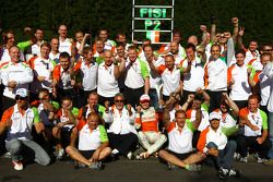 Force India Team celebration, Giancarlo Fisichella, Force India F1 Team and Vijay Mallya Force India F1 Team Owner