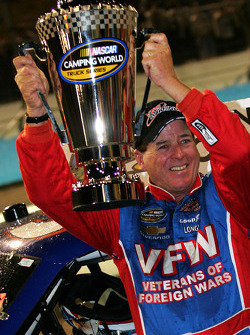 NASCAR Camping World Truck Series 2009 champion Ron Hornaday celebrates